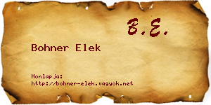 Bohner Elek névjegykártya
