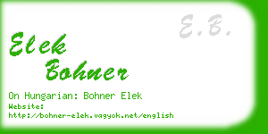 elek bohner business card